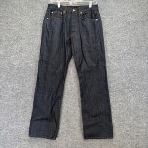 Sandro Jeans Men 31X30 Blue Raw Denim Straight Leg Button Fly Classic Luxury